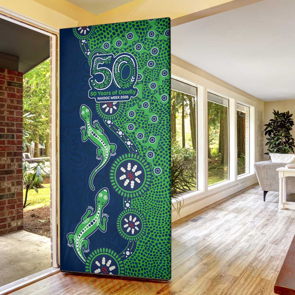 Canberra Raiders NAIDOC Week 2026 Door Cover Aboriginal Lizard Dot Painting - 50 Years of Deadly