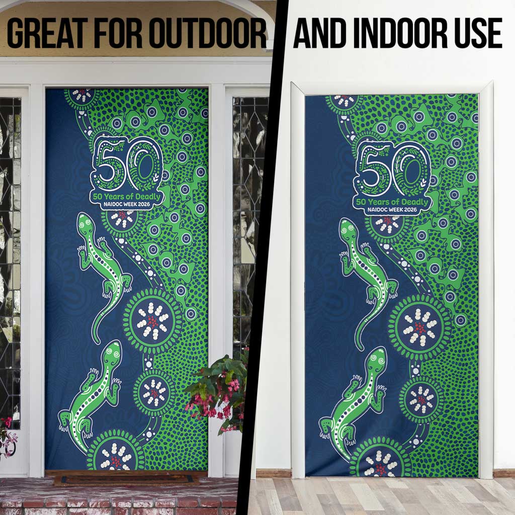 Canberra Raiders NAIDOC Week 2026 Door Cover Aboriginal Lizard Dot Painting - 50 Years of Deadly