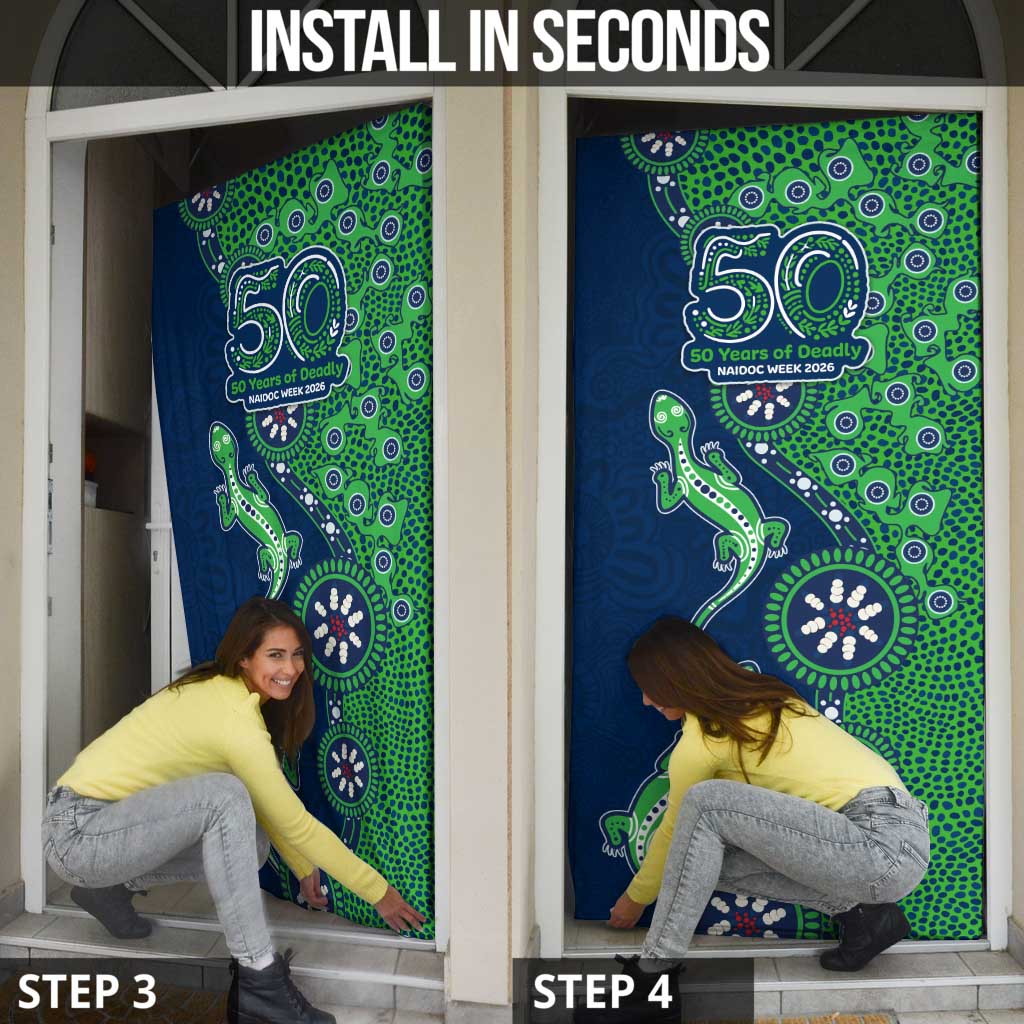 Canberra Raiders NAIDOC Week 2026 Door Cover Aboriginal Lizard Dot Painting - 50 Years of Deadly