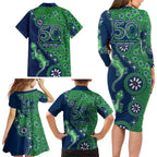 Canberra Raiders NAIDOC Week 2026 Family Matching Long Sleeve Bodycon Dress and Hawaiian Shirt Aboriginal Lizard Dot Painting - 50 Years of Deadly