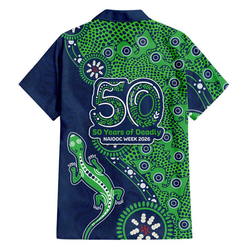 Canberra Raiders NAIDOC Week 2026 Family Matching Long Sleeve Bodycon Dress and Hawaiian Shirt Aboriginal Lizard Dot Painting - 50 Years of Deadly