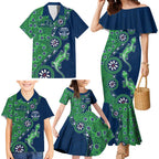 Canberra Raiders NAIDOC Week 2026 Family Matching Mermaid Dress and Hawaiian Shirt Aboriginal Lizard Dot Painting - 50 Years of Deadly
