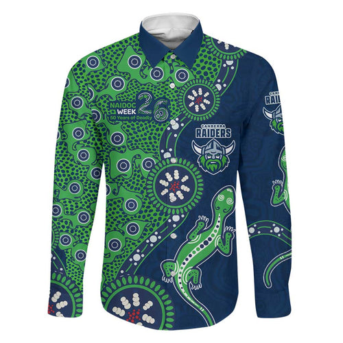 Canberra Raiders NAIDOC Week 2026 Family Matching Mermaid Dress and Hawaiian Shirt Aboriginal Lizard Dot Painting - 50 Years of Deadly