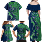 Canberra Raiders NAIDOC Week 2026 Family Matching Off Shoulder Maxi Dress and Hawaiian Shirt Aboriginal Lizard Dot Painting - 50 Years of Deadly