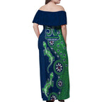 Canberra Raiders NAIDOC Week 2026 Family Matching Off Shoulder Maxi Dress and Hawaiian Shirt Aboriginal Lizard Dot Painting - 50 Years of Deadly