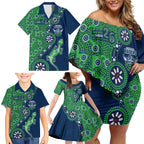 Canberra Raiders NAIDOC Week 2026 Family Matching Off Shoulder Short Dress and Hawaiian Shirt Aboriginal Lizard Dot Painting - 50 Years of Deadly