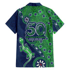 Canberra Raiders NAIDOC Week 2026 Family Matching Off Shoulder Short Dress and Hawaiian Shirt Aboriginal Lizard Dot Painting - 50 Years of Deadly