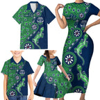Canberra Raiders NAIDOC Week 2026 Family Matching Short Sleeve Bodycon Dress and Hawaiian Shirt Aboriginal Lizard Dot Painting - 50 Years of Deadly