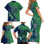 Canberra Raiders NAIDOC Week 2026 Family Matching Short Sleeve Bodycon Dress and Hawaiian Shirt Aboriginal Lizard Dot Painting - 50 Years of Deadly