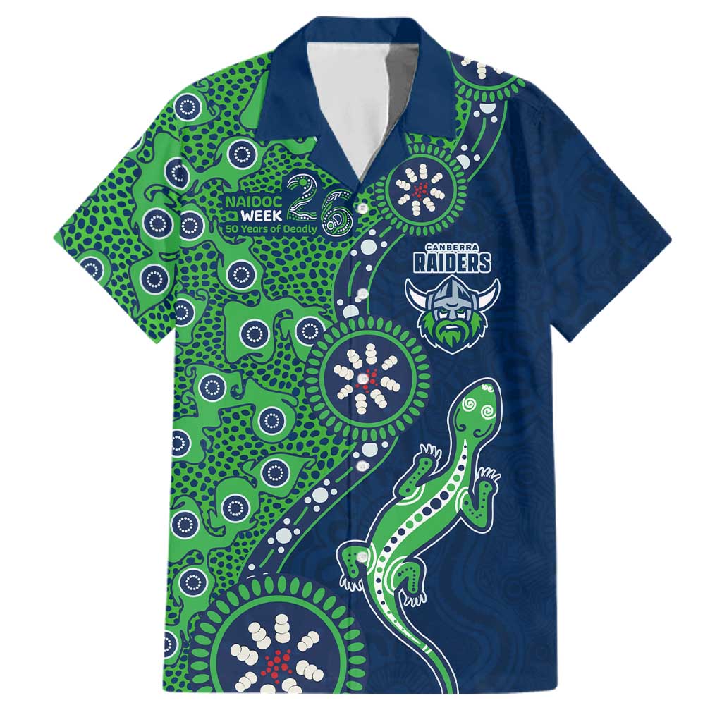 Canberra Raiders NAIDOC Week 2026 Family Matching Short Sleeve Bodycon Dress and Hawaiian Shirt Aboriginal Lizard Dot Painting - 50 Years of Deadly