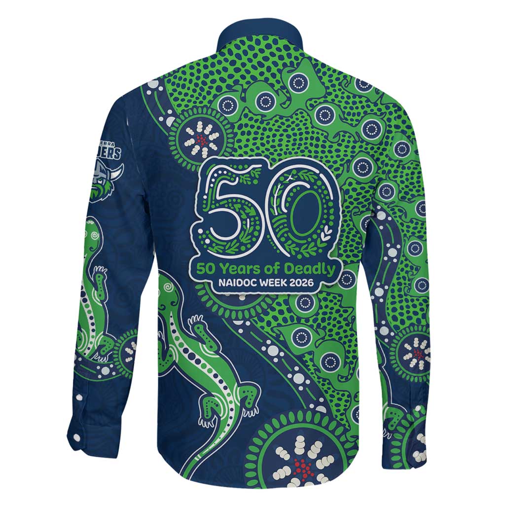 Canberra Raiders NAIDOC Week 2026 Family Matching Short Sleeve Bodycon Dress and Hawaiian Shirt Aboriginal Lizard Dot Painting - 50 Years of Deadly