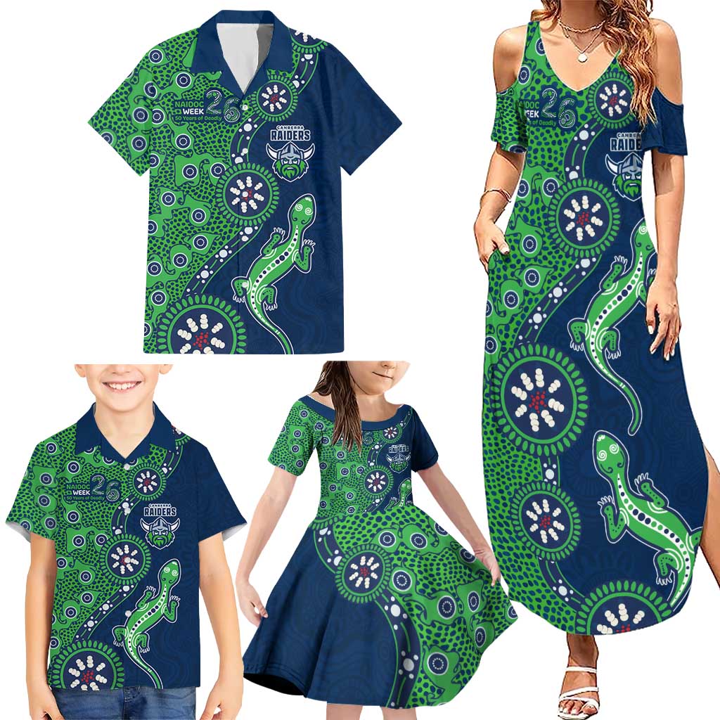 Canberra Raiders NAIDOC Week 2026 Family Matching Summer Maxi Dress and Hawaiian Shirt Aboriginal Lizard Dot Painting - 50 Years of Deadly