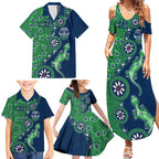Canberra Raiders NAIDOC Week 2026 Family Matching Summer Maxi Dress and Hawaiian Shirt Aboriginal Lizard Dot Painting - 50 Years of Deadly
