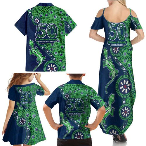 Canberra Raiders NAIDOC Week 2026 Family Matching Summer Maxi Dress and Hawaiian Shirt Aboriginal Lizard Dot Painting - 50 Years of Deadly