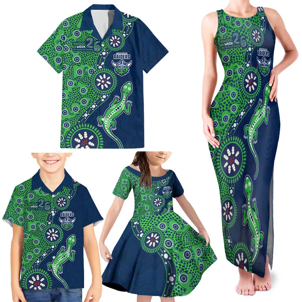 Canberra Raiders NAIDOC Week 2026 Family Matching Tank Maxi Dress and Hawaiian Shirt Aboriginal Lizard Dot Painting - 50 Years of Deadly