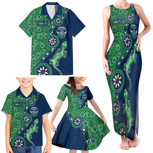 Canberra Raiders NAIDOC Week 2026 Family Matching Tank Maxi Dress and Hawaiian Shirt Aboriginal Lizard Dot Painting - 50 Years of Deadly