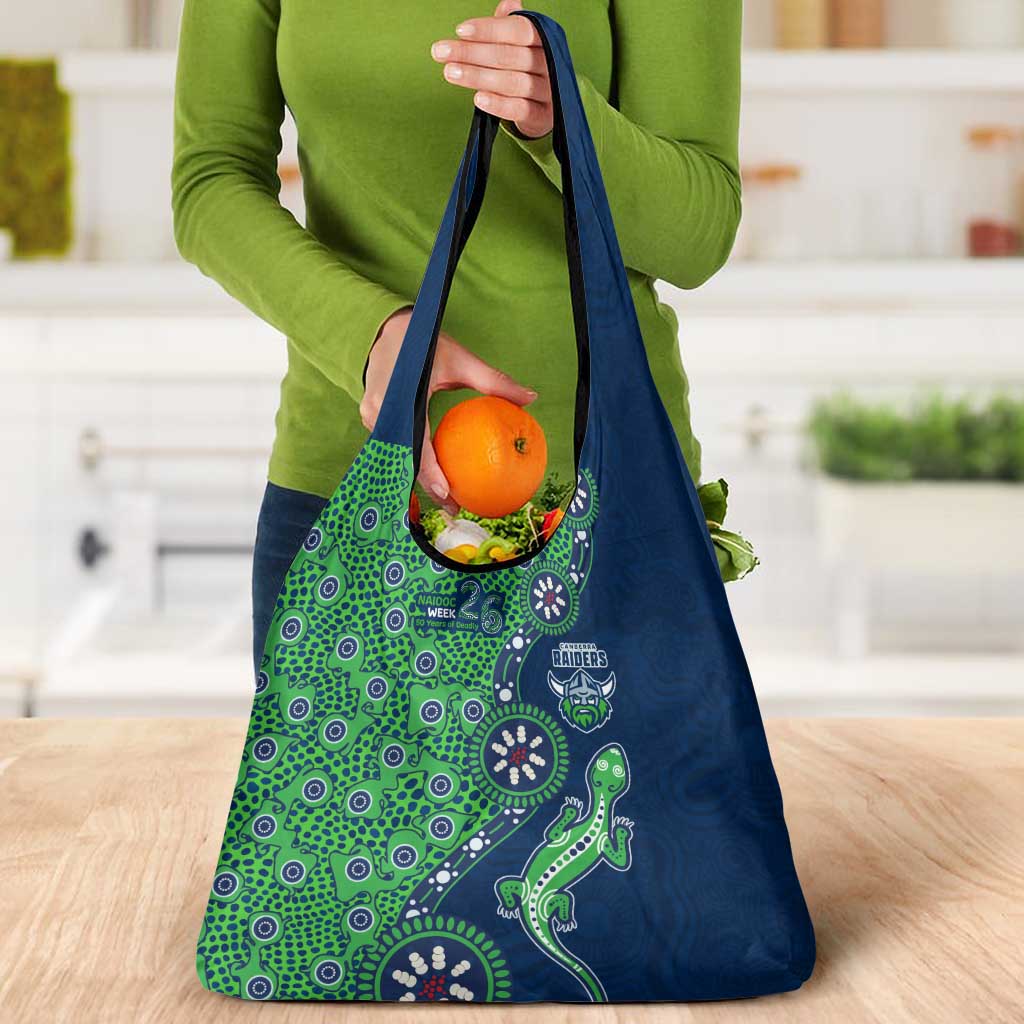 Canberra Raiders NAIDOC Week 2026 Grocery Bag Aboriginal Lizard Dot Painting - 50 Years of Deadly