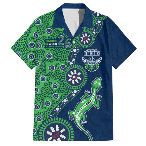 Canberra Raiders NAIDOC Week 2026 Hawaiian Shirt Aboriginal Lizard Dot Painting - 50 Years of Deadly
