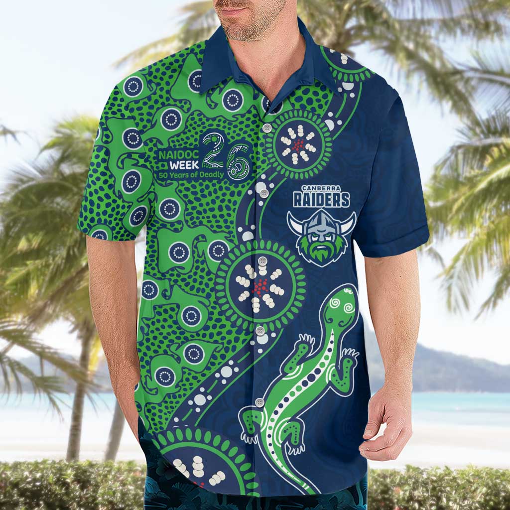 Canberra Raiders NAIDOC Week 2026 Hawaiian Shirt Aboriginal Lizard Dot Painting - 50 Years of Deadly