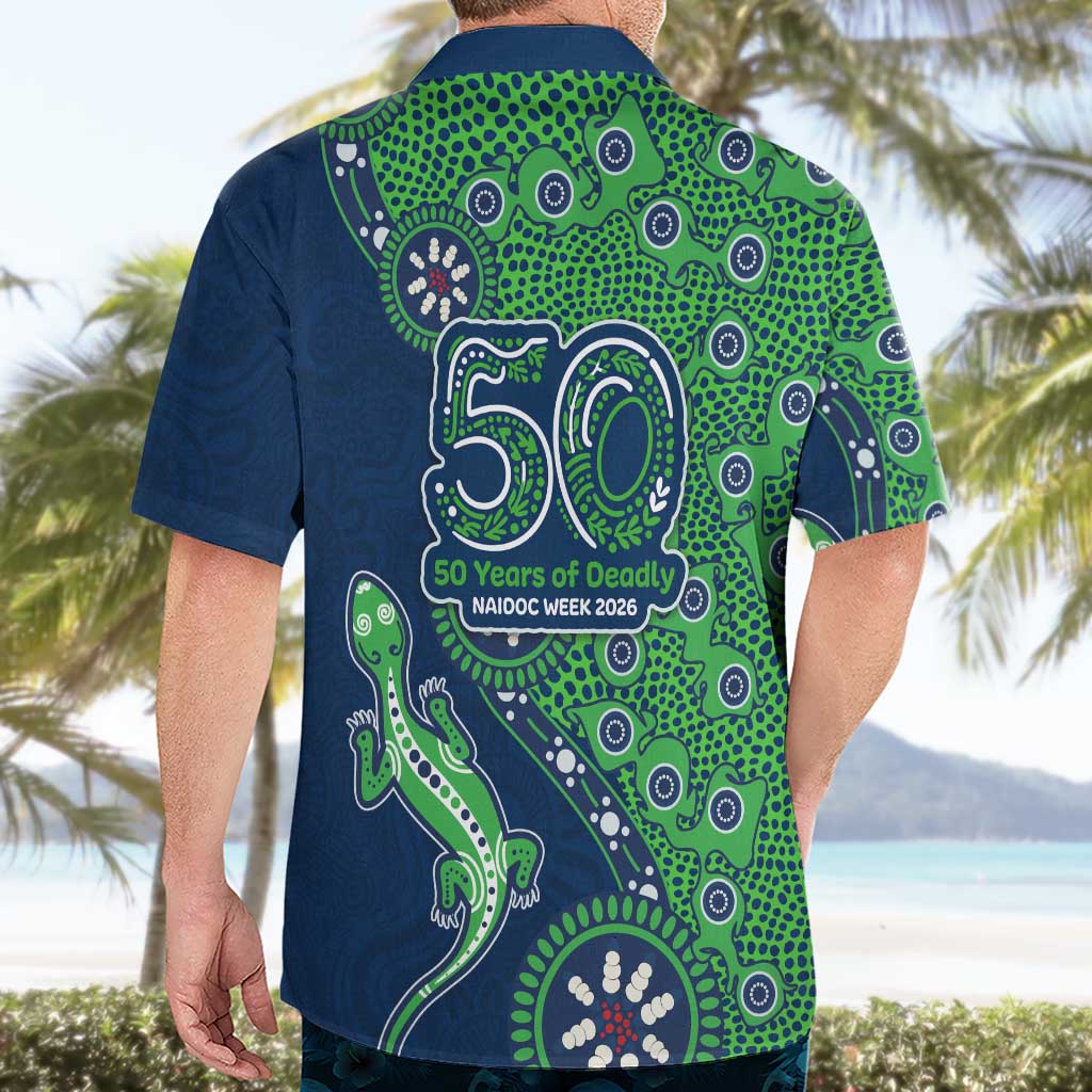 Canberra Raiders NAIDOC Week 2026 Hawaiian Shirt Aboriginal Lizard Dot Painting - 50 Years of Deadly