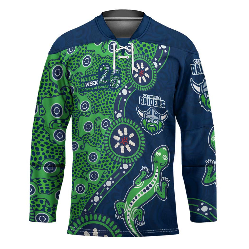 Canberra Raiders NAIDOC Week 2026 Hockey Jersey Aboriginal Lizard Dot Painting - 50 Years of Deadly