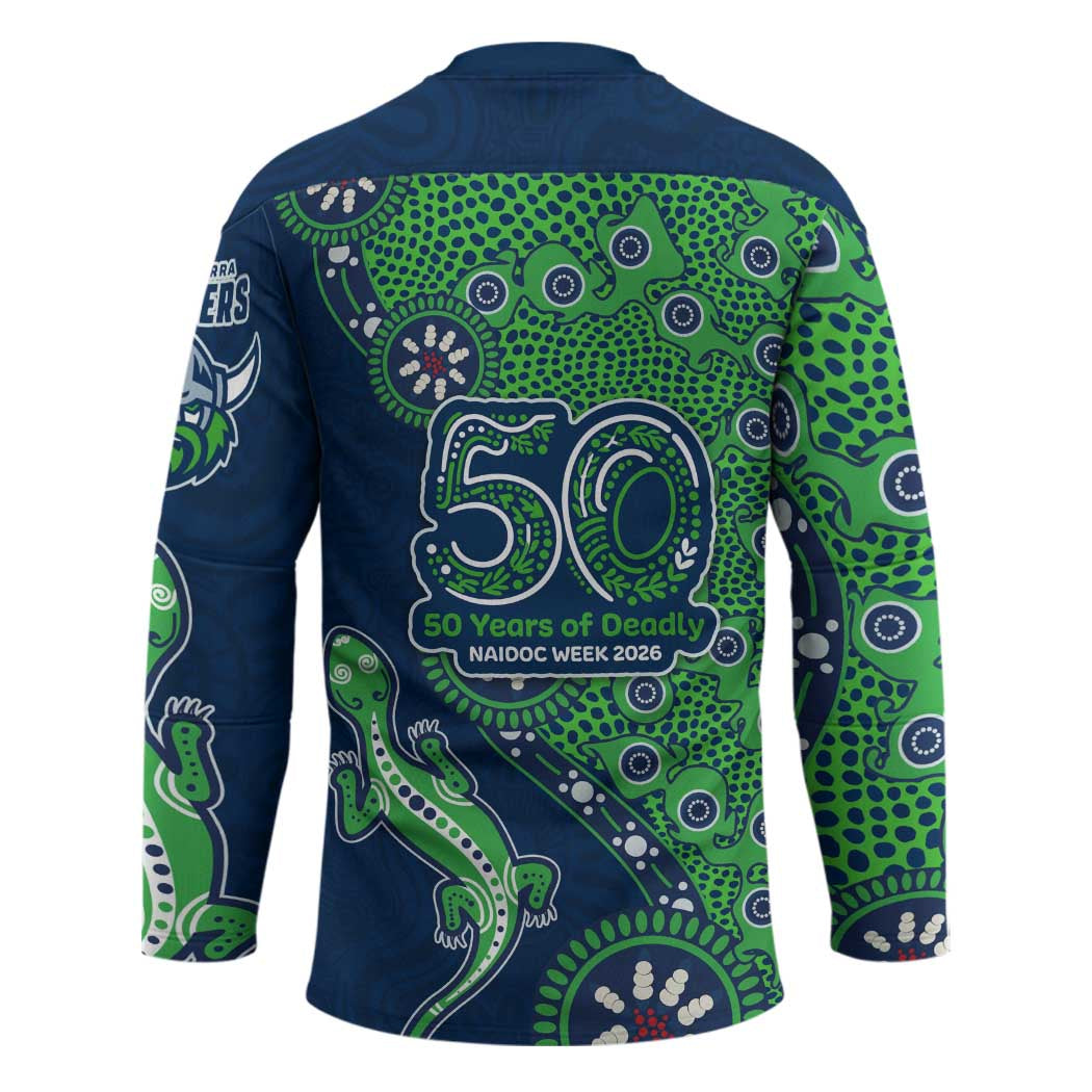 Canberra Raiders NAIDOC Week 2026 Hockey Jersey Aboriginal Lizard Dot Painting - 50 Years of Deadly
