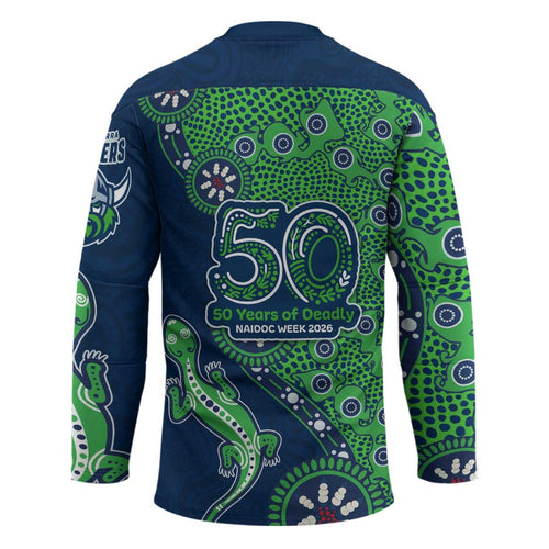 Canberra Raiders NAIDOC Week 2026 Hockey Jersey Aboriginal Lizard Dot Painting - 50 Years of Deadly
