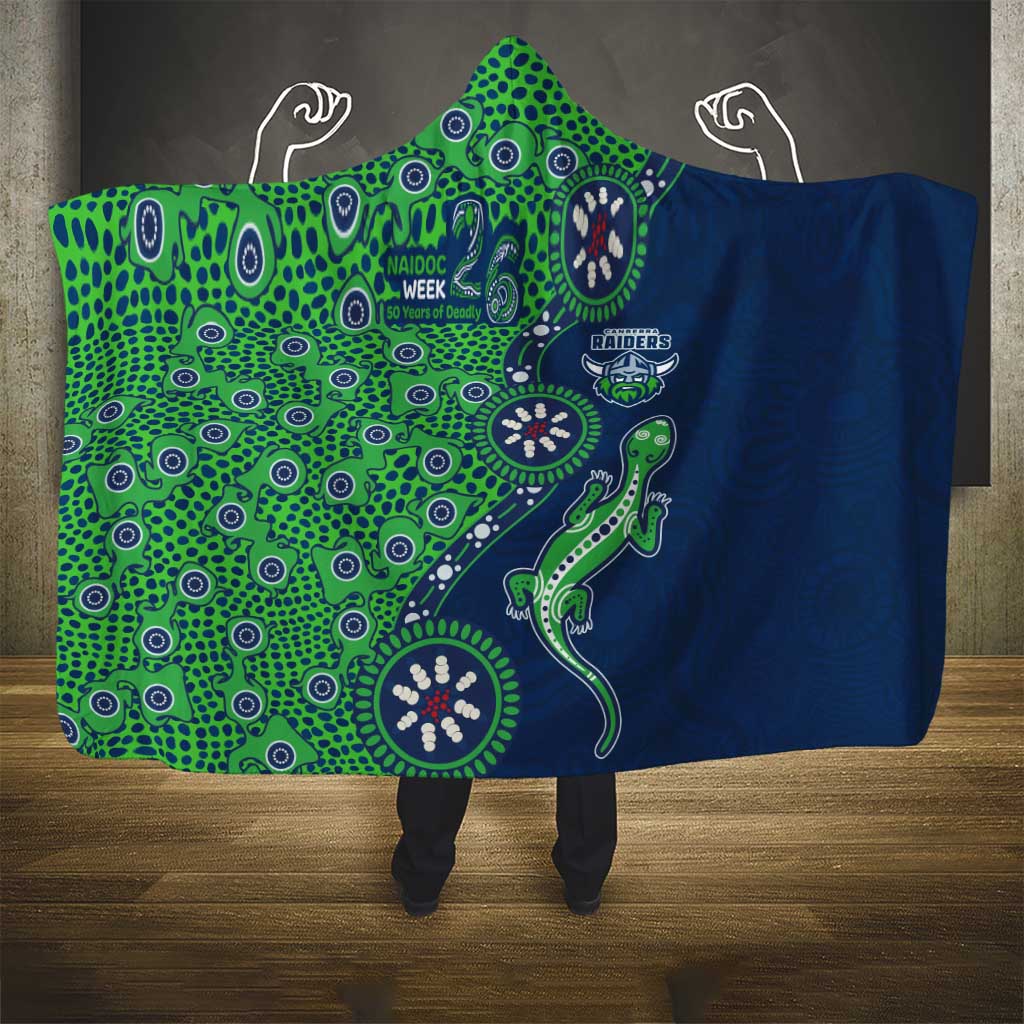 Canberra Raiders NAIDOC Week 2026 Hooded Blanket Aboriginal Lizard Dot Painting - 50 Years of Deadly