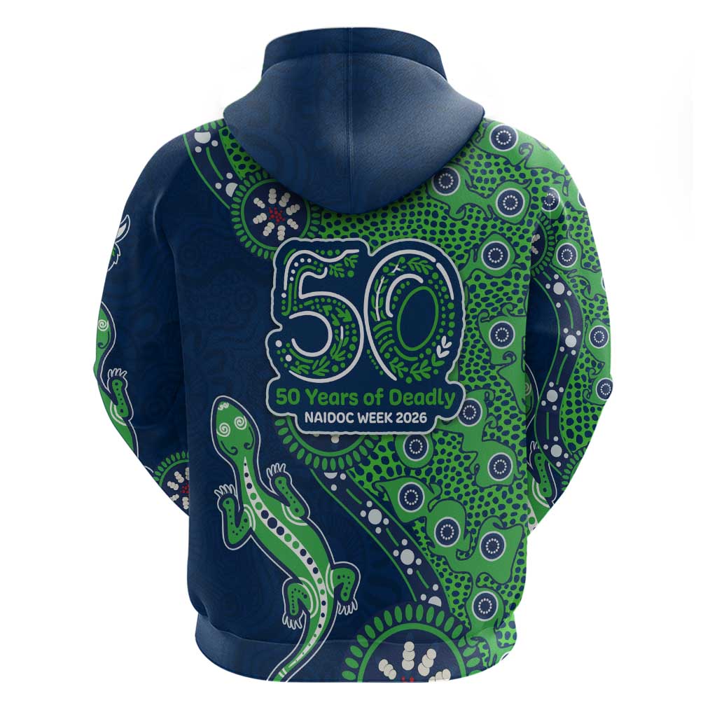 Canberra Raiders NAIDOC Week 2026 Hoodie Aboriginal Lizard Dot Painting - 50 Years of Deadly