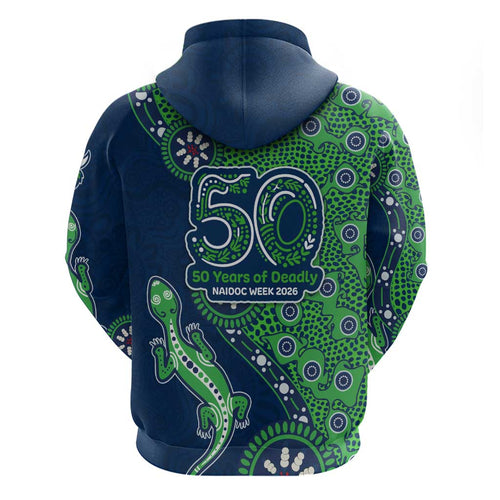 Canberra Raiders NAIDOC Week 2026 Hoodie Aboriginal Lizard Dot Painting - 50 Years of Deadly