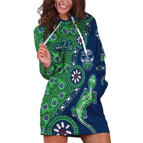 Canberra Raiders NAIDOC Week 2026 Hoodie Dress Aboriginal Lizard Dot Painting - 50 Years of Deadly