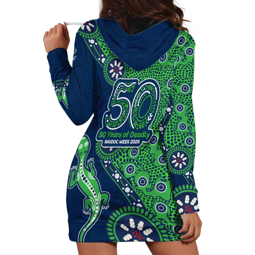 Canberra Raiders NAIDOC Week 2026 Hoodie Dress Aboriginal Lizard Dot Painting - 50 Years of Deadly