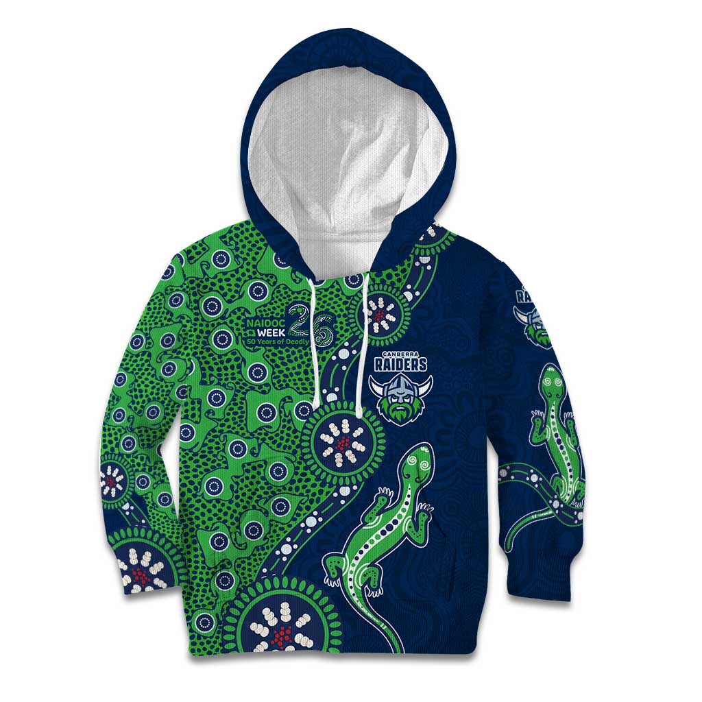 Canberra Raiders NAIDOC Week 2026 Kid Hoodie Aboriginal Lizard Dot Painting - 50 Years of Deadly