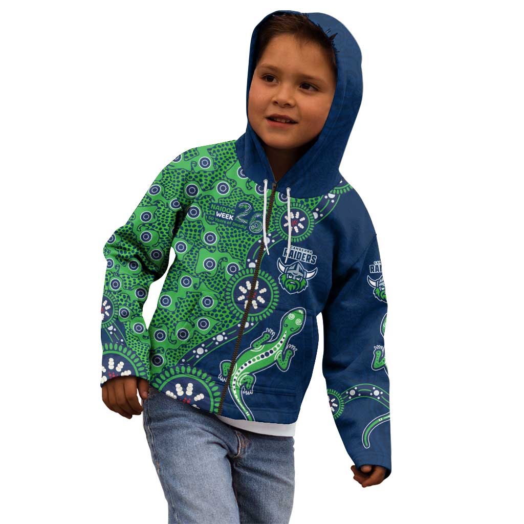 Canberra Raiders NAIDOC Week 2026 Kid Hoodie Aboriginal Lizard Dot Painting - 50 Years of Deadly