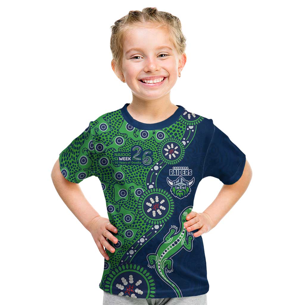 Canberra Raiders NAIDOC Week 2026 Kid T Shirt Aboriginal Lizard Dot Painting - 50 Years of Deadly