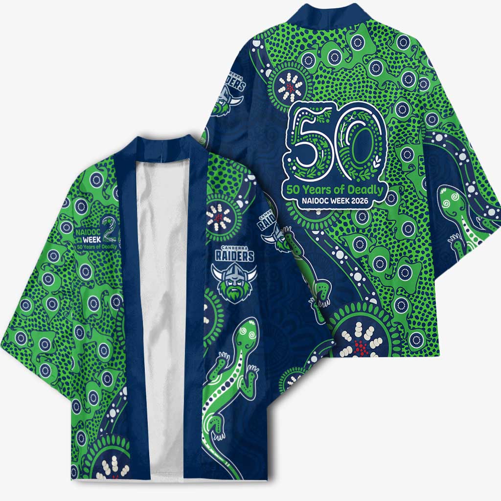 Canberra Raiders NAIDOC Week 2026 Kimono Aboriginal Lizard Dot Painting - 50 Years of Deadly