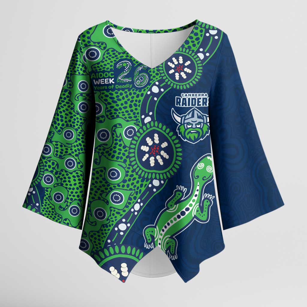 Canberra Raiders NAIDOC Week 2026 Kimono Sleeve Blouse Aboriginal Lizard Dot Painting - 50 Years of Deadly