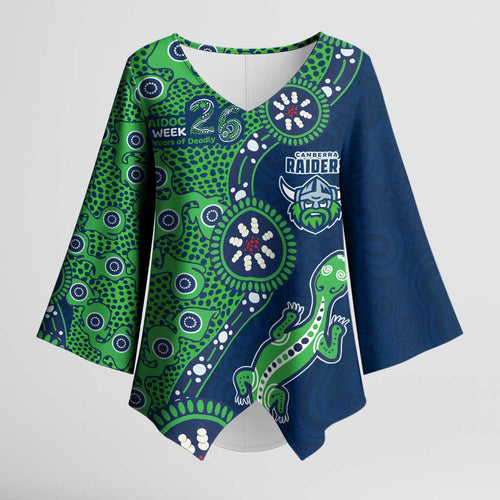 Canberra Raiders NAIDOC Week 2026 Kimono Sleeve Blouse Aboriginal Lizard Dot Painting - 50 Years of Deadly