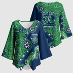 Canberra Raiders NAIDOC Week 2026 Kimono Sleeve Blouse Aboriginal Lizard Dot Painting - 50 Years of Deadly