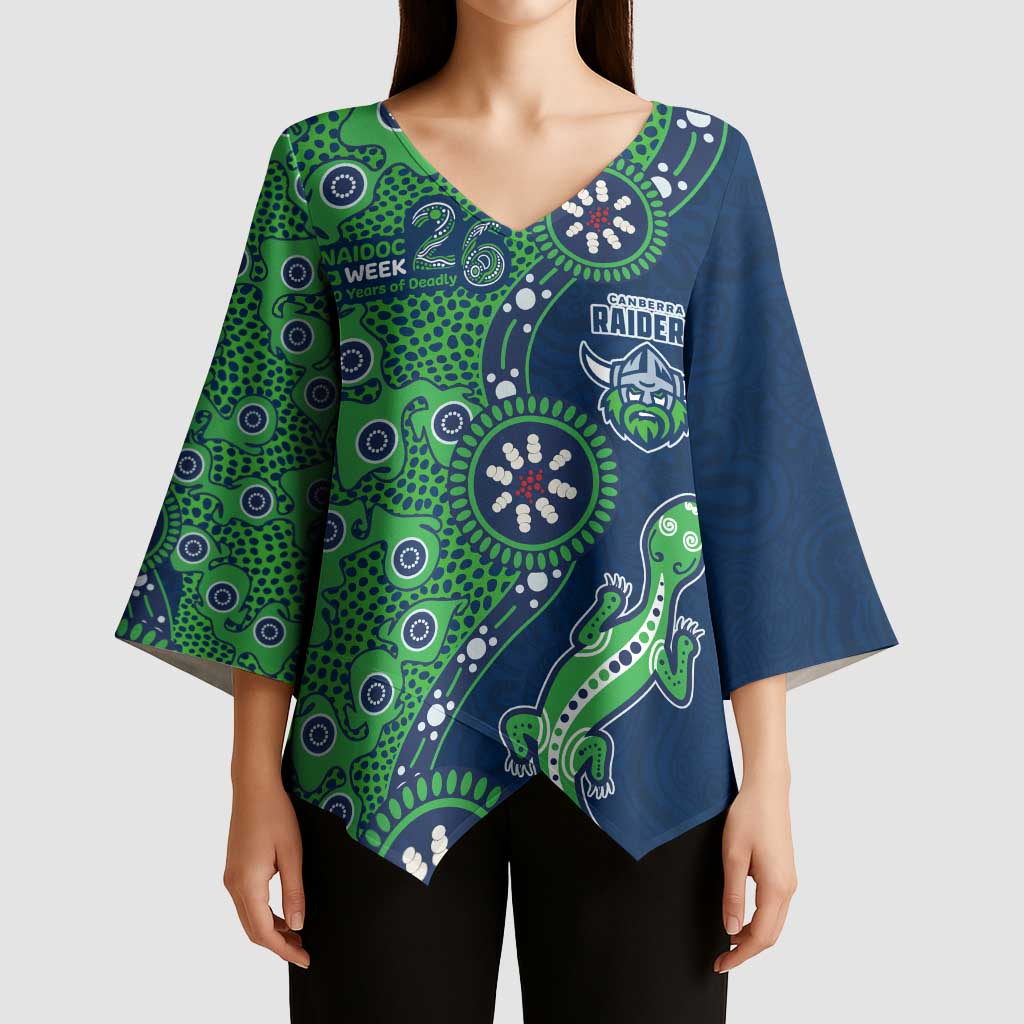 Canberra Raiders NAIDOC Week 2026 Kimono Sleeve Blouse Aboriginal Lizard Dot Painting - 50 Years of Deadly