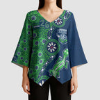 Canberra Raiders NAIDOC Week 2026 Kimono Sleeve Blouse Aboriginal Lizard Dot Painting - 50 Years of Deadly