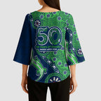 Canberra Raiders NAIDOC Week 2026 Kimono Sleeve Blouse Aboriginal Lizard Dot Painting - 50 Years of Deadly