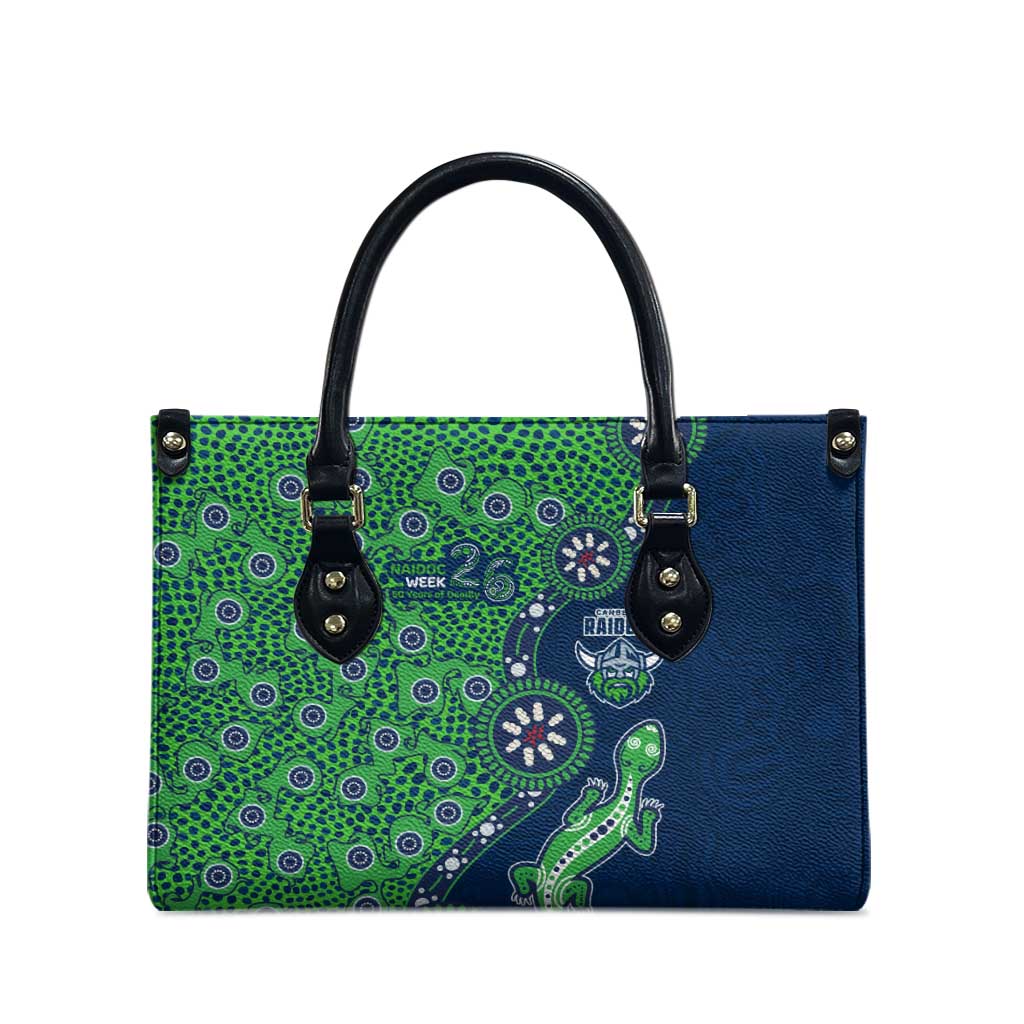 Canberra Raiders NAIDOC Week 2026 Leather Bag Aboriginal Lizard Dot Painting - 50 Years of Deadly