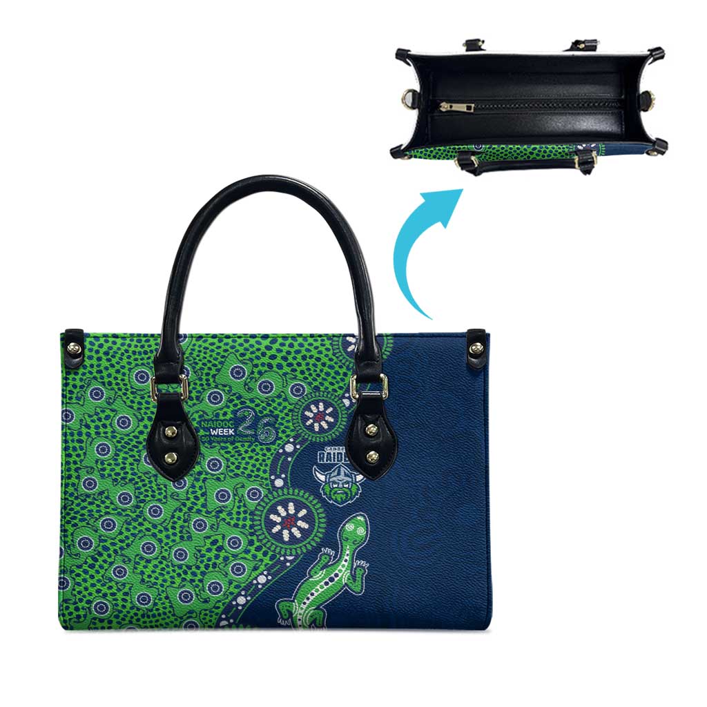 Canberra Raiders NAIDOC Week 2026 Leather Bag Aboriginal Lizard Dot Painting - 50 Years of Deadly