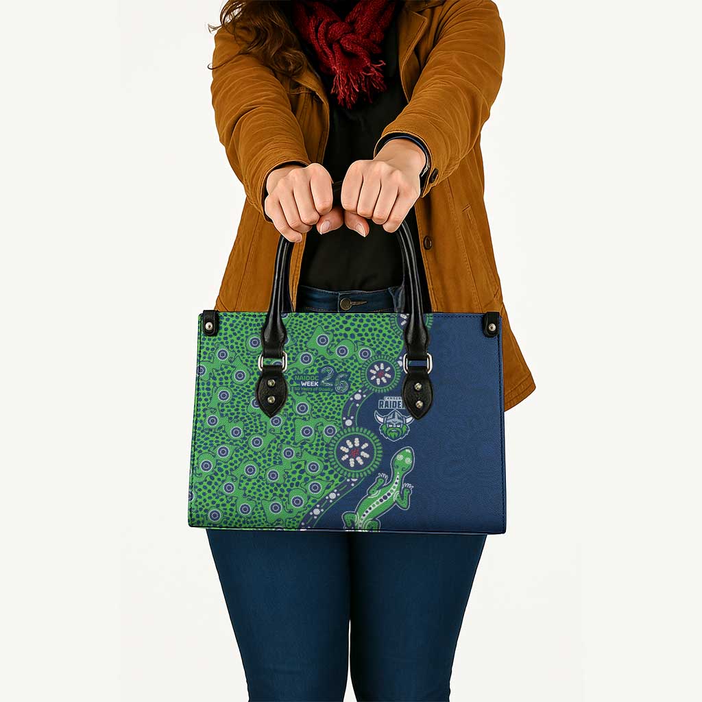 Canberra Raiders NAIDOC Week 2026 Leather Bag Aboriginal Lizard Dot Painting - 50 Years of Deadly