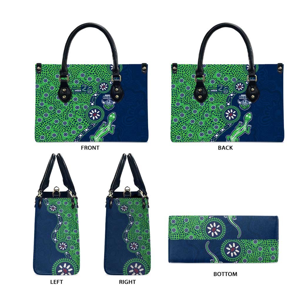 Canberra Raiders NAIDOC Week 2026 Leather Bag Aboriginal Lizard Dot Painting - 50 Years of Deadly