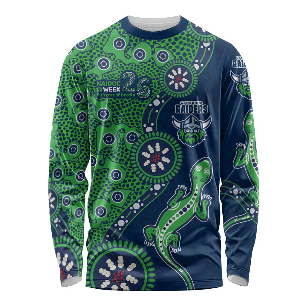Canberra Raiders NAIDOC Week 2026 Long Sleeve Shirt Aboriginal Lizard Dot Painting - 50 Years of Deadly