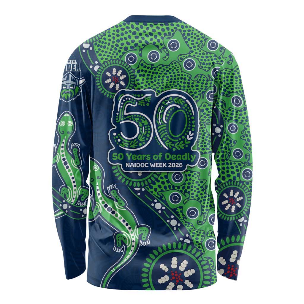Canberra Raiders NAIDOC Week 2026 Long Sleeve Shirt Aboriginal Lizard Dot Painting - 50 Years of Deadly