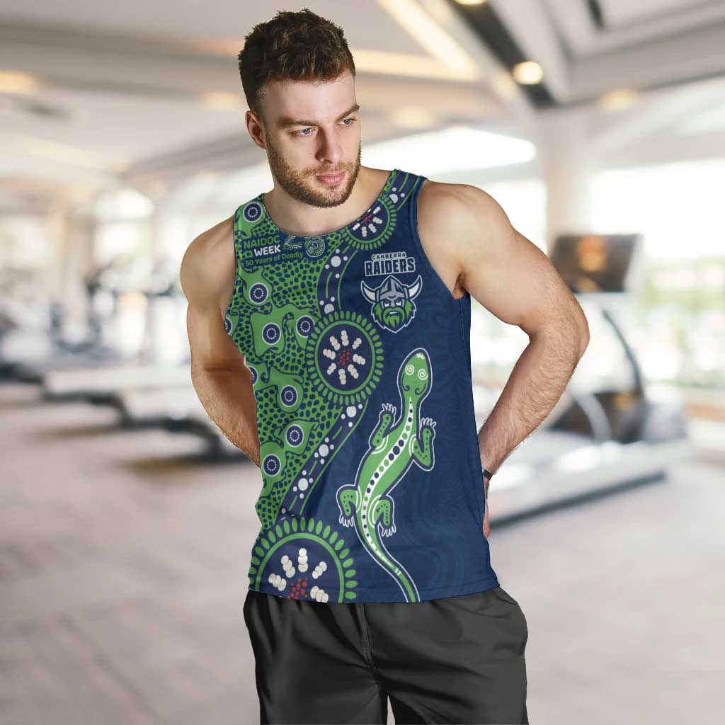 Canberra Raiders NAIDOC Week 2026 Men Tank Top Aboriginal Lizard Dot Painting - 50 Years of Deadly