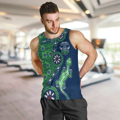 Canberra Raiders NAIDOC Week 2026 Men Tank Top Aboriginal Lizard Dot Painting - 50 Years of Deadly